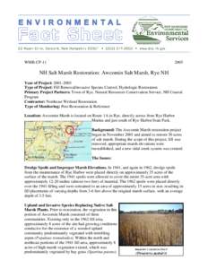 WMB-CP[removed]NH Salt Marsh Restoration: Awcomin Salt Marsh, Rye NH Year of Project: [removed]