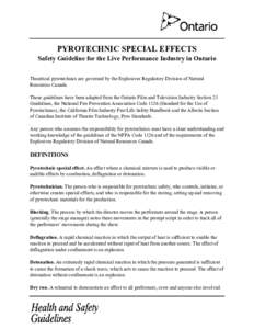 Pyrotechnic Special Effects: Safety Guideline for the Live Performance Industry in Ontario