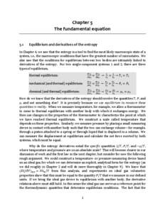 Chapter 5 The fundamental equation 5.1 Equilibrium and derivatives of the entropy