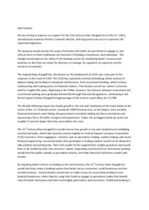 21st Century Glass Steagall AFR Sign-on Letter--UPDATED