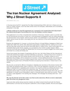    The Iran Nuclear Agreement Analyzed: Why J Street Supports it DECEMBER 3RD, 2013