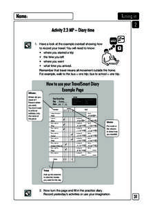 TravelSmart Teacher Resource - Activity 23 MP - Diary time