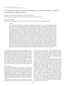 Limnol. Oceanogr., 44(3, part 2), 1999, 950–972 q 1999, by the American Society of Limnology and Oceanography, Inc. Non-indigenous species as stressors in estuarine and marine communities: Assessing invasion impacts an