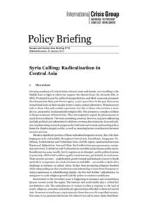 Microsoft Word - B072 Syria Calling - Radicalisation in Central Asia