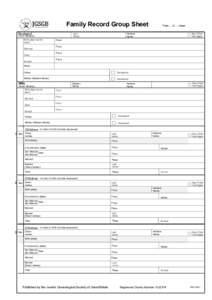 Family Record Group Sheet Husband Birth (day month year)