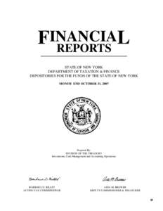 FINANCIA L REPORTS STATE OF NEW YORK DEPARTMENT OF TAXATION & FINANCE DEPOSITORIES FOR THE FUNDS OF THE STATE OF NEW YORK