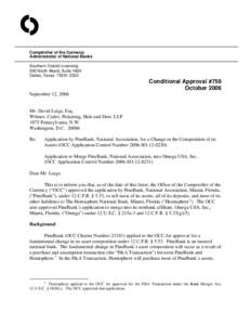 Office of the Comptroller of the Currency / Bank / Federal Deposit Insurance Corporation / Government / Finance / Business / Bank regulation in the United States / Mergers and acquisitions