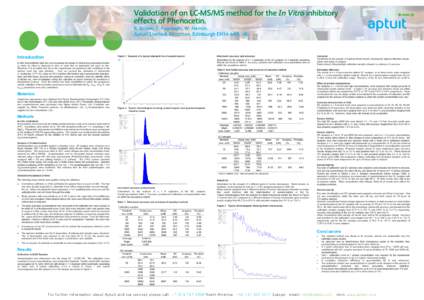 Validation of an LC-MS/MS method for the In Vitro inhibitory effects of Phenacetin. R. Brown, F. Pugnaghi, W. Herron. Aptuit Limited, Riccarton, Edinburgh EH14 4AP, UK  Introduction