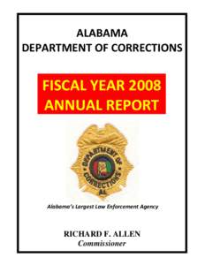 ALABAMA   DEPARTMENT OF CORRECTIONS     FISCAL YEAR 2008 