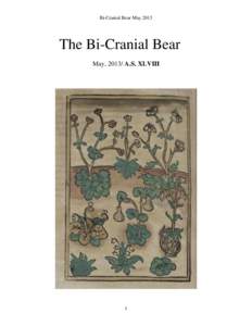Bi-Cranial Bear May[removed]The Bi-Cranial Bear May, 2013/ A.S. XLVIII  1