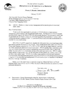 The State of New Hampshile  DBpnRrnrnNr OF ENVIRoNMENTAL SERvICES Thomas S. Burack, Commissioner February 19,2013 The Honorable Marjorie Porter, Chairman