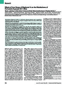 Research Effects of Low Doses of Bisphenol A on the Metabolome of Perinatally Exposed CD-1 Mice Nicolas J. Cabaton,1,2 Cécile Canlet,1,2 Perinaaz R. Wadia,3 Marie Tremblay-Franco,1,2 Roselyne Gautier,1,2 Jérôme Moli