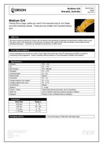 Medium Grit Warwick, Australia Specification Sheet July 2013