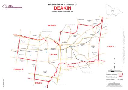 Boundary map of the division of Deakin after the 2010 redistribution
