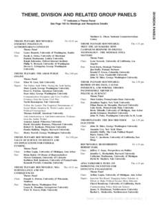 DIVISION PANELS  THEME, DIVISION AND RELATED GROUP PANELS “T” indicates a Theme Panel See Page 195 for Meetings and Receptions Details