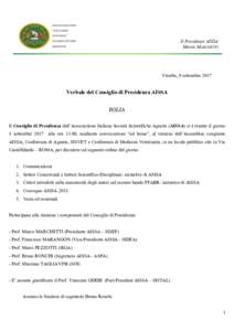 Il Presidente AISSA Marco MARCHETTI Viterbo, 9 settembreVerbale del Consiglio di Presidenza AISSA