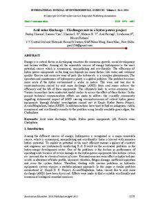 INTERNATIONAL JOURNAL OF ENVIRONMENTAL SCIENCES   Volume 1, No 6, 2011  © Copyright 2010 All rights reserved Integrated Publishing Association  Short Communication 