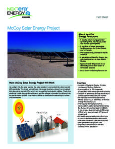 Fact Sheet  McCoy Solar Energy Project About NextEra Energy Resources »» A leading clean energy provider