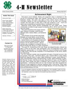 4-H Newsletter Anson County Center Inside This Issue Achievement Night[removed]Clover Crawl, Robotics