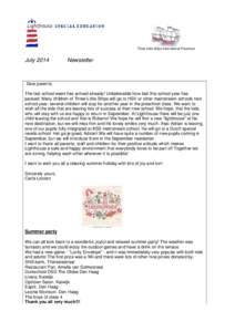 Three Little Ships International Preschool  July 2014 Newsletter