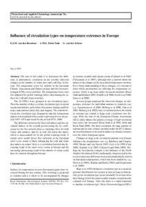 Theoretical and Applied Climatology manuscript No. (will be inserted by the editor) Influence of circulation types on temperature extremes in Europe E.J.M. van den Besselaar · A.M.G. Klein Tank · G. van der Schrier