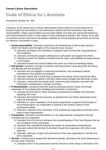 KLA: Code of Ethics for Librarians