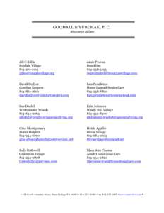 GOODALL & YURCHAK, P. C. Attorneys at Law Jill C. Lillie Foxdale Village[removed]
