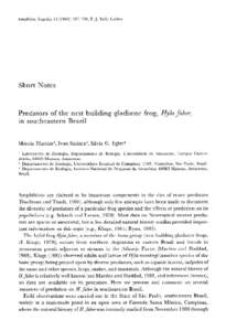 Amphibia-Reptilia}: , E.J. Brill, Leiden  Short Notes Predators of the nest building gladiator frog, Hyla faber, in southeastern Brazil