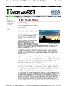 Preservation Online: March/April 2006 Magazine Archives: The Back Page  Home Page 1 of 2