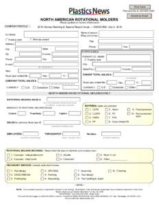 Rotational molding / Business / Molding / Plastics News / Fax / Plastic / Plastics industry / Technology / Manufacturing