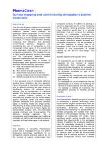 PlasmaClean Surface mapping and control during atmospheric plasma treatments State of the art Over the last 60 years military and commercial aircraft manufactures have steadily replaced