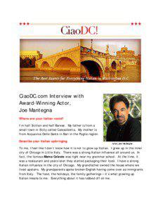 CiaoDC.com Interview with Award-Winning Actor, Joe Mantegna