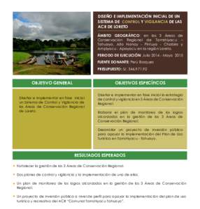 DISEÑO E IMPLEMENTACIÓN INICIAL DE UN SISTEMA DE CONTROL Y VIGILANCIA DE LAS ACR DE LORETO ÁMBITO GEOGRÁFICO: en las 3 Áreas de Conservación Regional de Tamshiyacu – Tahuayo, Alto Nanay - Pintuya - Chabira y