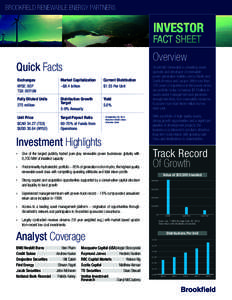 BROOKFIELD RENEWABLE ENERGY PARTNERS  INVESTOR FACT SHEET  Overview