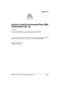 2006 No 77  New South Wales Auburn Local Environmental Plan[removed]Amendment No 15)