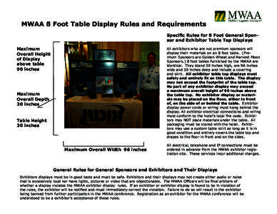 MWAA 8 Foot Table Display Rules and Requirements Specific Rules for 8 Foot General Sponsor and Exhibitor Table Top Displays Maximum Overall Height of Display above table