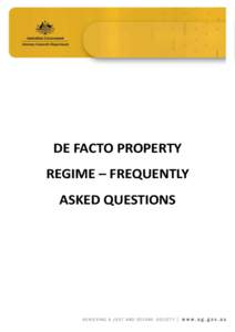 De facto property regime - Frequently asked questions