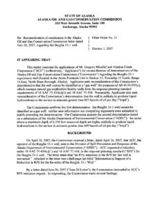 STATE O F ALASKA ALASKA OIL AND GAS CONSERVATION COMMISSION 333 West Seventh Avenue, Suite 100 Anchorage, Alaska[removed]Re: Reconsideration of conclusions in the Alaska Oil and Gas Conservation Commission letter dated