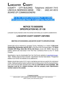 LANCASTER COUNTY COUNTY - CITY BUILDING Telephone: ([removed]LINCOLN, NEBRASKA[removed]FAX : ([removed]BOARD OF COMMISSIONERS