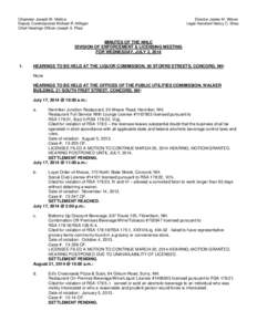 Chairman Joseph W. Mollica Deputy Commissioner Michael R. Milligan Chief Hearings Officer Joseph S. Plaia Director James M. Wilson Legal Assistant Nancy C. Shea