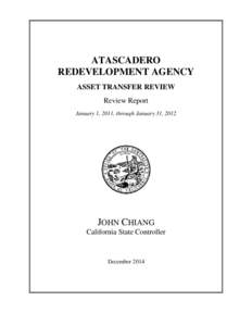 ATASCADERO REDEVELOPMENT AGENCY ASSET TRANSFER REVIEW Review Report January 1, 2011, through January 31, 2012