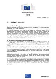 EUROPEAN COMMISSION  MEMO Brussels, 14 August[removed]EU – Paraguay relations