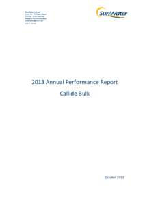 2013 Annual Performance Report Callide Bulk October 2013  Table of Contents