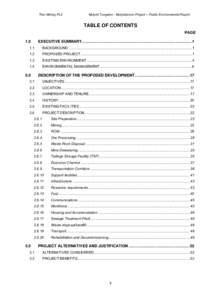 Thor Mining PLC  Molyhil Tungsten - Molybdenum Project ─ Public Environmental Report TABLE OF CONTENTS PAGE