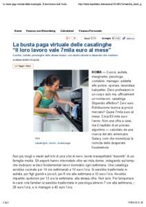 La busta paga virtuale delle casalinghe “Il loro lavoro vale 7mila...  Home Finanza con Bloomberg