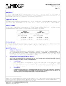 Electric Rate Schedule D Residential Service Page 1 of 2  Applicability