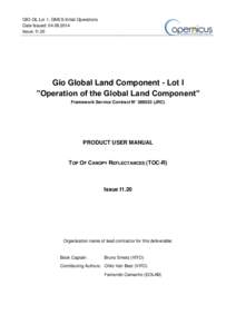 GIO-GL Lot 1, GMES Initial Operations Date Issued: Issue: I1.20 Gio Global Land Component - Lot I ”Operation of the Global Land Component”