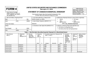 UNITED STATES SECURITIES AND EXCHANGE COMMISSION  FORM 4 OMB APPROVAL OMB Number: 
