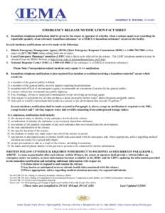 EMERGENCY RELEASE NOTIFICATION FACT SHEET