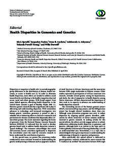 Health promotion / Human genetics / Genetic mapping / Epigenetics / Hindawi Publishing Corporation / Human genetic variation / Human genome / Center for Minority Health / Evidence-based Complementary and Alternative Medicine / Genetics / Biology / Health